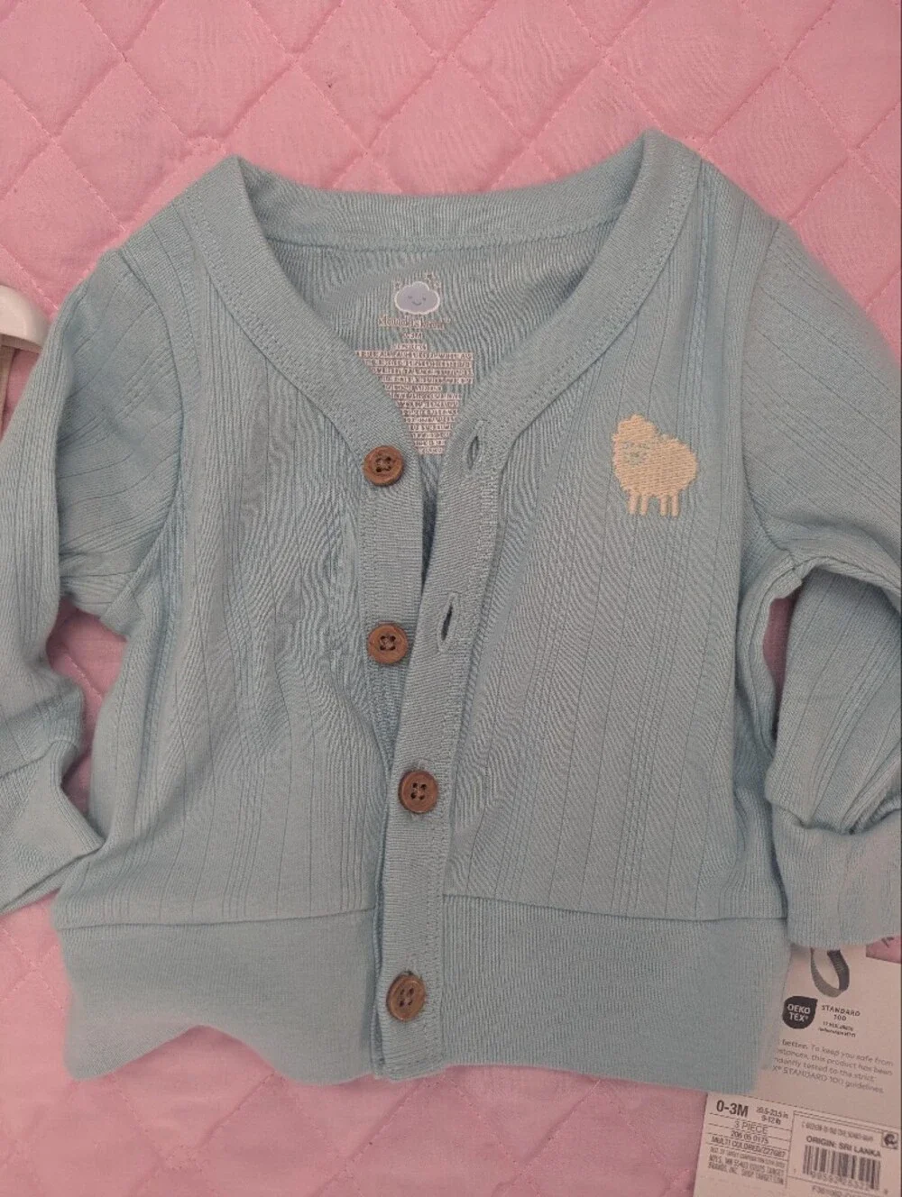 cloud island Light Blue Knit Pajama Set with Sheep Accent